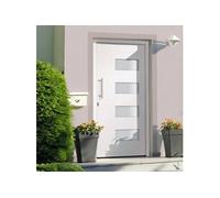 vidaXL Porte d'Entrée Porte d'Extérieur Sécurité Maison Jeu de Poignées Jeu de Clés Ruban Adhésif Aluminium et PVC Blanc 3056823