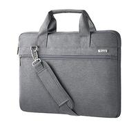 Voova Sacoche pour ordinateur portable 360° Protection 14 15.6 16 pouces Pochette Housse PC Sac à bandoulière Sac à main étanche aux chocs avec bandoulière et poignée Gris