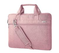 Voova Sacoche pour ordinateur portable 360° Protection 14 15.6 16 pouces Pochette Housse PC Sac à bandoulière Sac à main étanche aux chocs avec bandoulière et poignée Rose