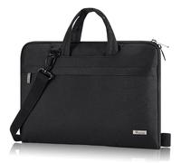 Voova Sacoche pour Ordinateur Portable légère 17 17.3 Pouces Sac Pochette Housse PC Imperméable Sac à bandoulière Sac à main avec Bandoulière et Poignée Cachée Noir