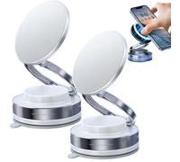 Voowow Support de téléphone portable magnétique réglable à 360 ° avec support sous vide rotatif pliable rétractable pour voiture, salle de sport, miroir, ventouse ultra forte (blanc x 2)