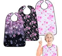 VOPHIA 3 Pack Adult Bibs for Eating Cherry Blossoms Women Bib-Washable Reusable Waterproof Clothing Protector with Detachable Crumb Catcher 29.53"x19.69"