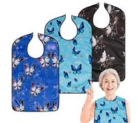 VOPHIA Lot de 3 bavoirs lavables et imperméables pour femme avec attrape-miettes en option Motif fleurs de cerisier