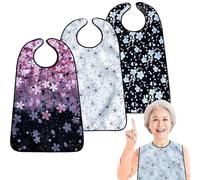 VOPHIA Lot de 3 bavoirs lavables et imperméables pour femme avec attrape-miettes en option Motif fleurs de cerisier