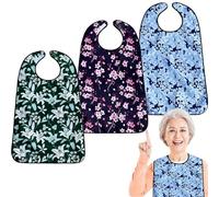 VOPHIA Lot de 3 bavoirs lavables et imperméables pour femme avec récupérateur de miettes en option (vert ly)