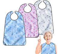 VOPHIA Lot de 3 bavoirs pour adultes pour femmes lavables réutilisables imperméables avec attrape-miettes en option Fleurs de cerisier, L