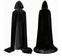 VOPIWOZ Cape Noire à Capuch Halloween, Costume de Sorcière pour Femme, Costume d'Halloween pour Femme Sorcière, Vampire et Homme, pour Carnaval (130 cm)