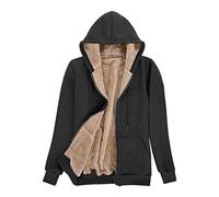 Voqeen Sweat-Shirt à Capuche Doublure Polaire Femme Manteau en Peluche Veste Zippée Chaud Épais Hiver Hoodie Zip Up avec Poches (Gris, L)