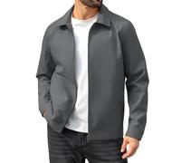 Voqeen Veste Homme Mi Saison Blouson Imperméabl Eprintemps Été Blouson Legere Coupe-Vent Décontractée À Col Veste Demi Saison Travail Intégrale Manteau Doublée De Flanelle Golf D'extérieur