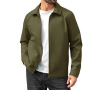Voqeen Veste Homme Mi Saison Blouson Imperméabl Eprintemps Été Blouson Legere Coupe-Vent Décontractée À Col Veste Demi Saison Travail Intégrale Manteau Doublée De Flanelle Golf D'extérieur