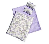 VOQGHTU Impression florale rurale, literie, coussin, couette avec design détaillé pour maison de poupée 1/12, chambre à coucher, scène modèle, pièce d'exposition, meubles de maison de poupée