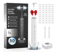 Voraiya Flosser électrique pour dents 50 têtes de rechange, fil dentaire électrique 3 en 1, recharge sans fil, fil dentaire électrique recommandé par les dentistes, réutilisable et portable pour les