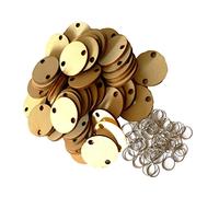VORCOOL 100 pièces Tige de bois rodajas de bois avec trous et 100 pièces anneaux de fer