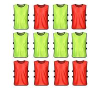 VORCOOL 12pcs Chasuble Sport Enfant Chasuble d'Entraînement Gilet Fluorescent Enfant Vert et Rouge Taille S