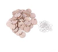 VORCOOL 50pcs Rond en Bois Tranche de Bois avec Trous et 50pcs Anneaux Boucles de Fer