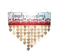 VORCOOL Calendrier Anniversaire Bois Plaque Bois Suspendu avec 50pcs Coeur Bois