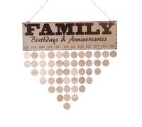 VORCOOL Calendrier Anniversaire Bois Plaque Bois Suspendu avec 50pcs Tranche de Bois