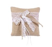 VORCOOL Coussin de Bague de Mariage Nuptiale en Toile de Jute 20 x 20cm