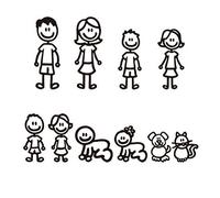 Vorcool Lot de 10 autocollants de voiture Famille avec animal de compagnie Autocollant porte-bonheur pour vitres Pare-chocs Noir