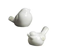 VORCOOL Lot de 2 figurines d'oiseaux modernes en céramique blanche pour paysage, jardin, maison, bureau