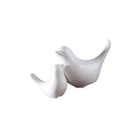 VORCOOL Lot de 2 figurines d'oiseaux modernes en céramique blanche - Pour paysage, jardin, maison, bureau, décoration