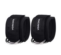 VORCOOL Lot de 2 sangles de cheville rembourrées avec anneau en D pour la gym, les entraînements, les machines, les exercices des jambes avec sac de transport (noir)