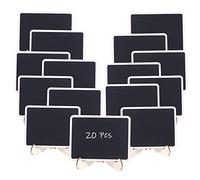 VORCOOL Lot de 20 mini tableaux noirs en bois avec support pour panneau de message, mariage, dîner, fête, marque-place - carré à angle droit