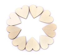 VORCOOL Lot de 50 Coeur en Bois 40mm pour Artisanat Décoration Bricolage