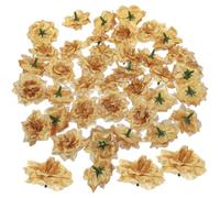 Vorcool Lot de 50 fleurs artificielles Roses en tissu décoratives Doré