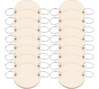 VORCOOL Lot de 50 rondelles de bois rondes avec 50 boucles en fer pour accrocher une plaque en bois, rappel d'anniversaire, calendrier