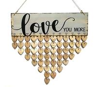 VORCOOL Love Calendrier Anniversaire Bois Plaque Bois Suspendu avec 50pcs Coeur Bois