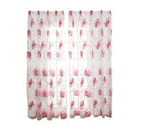 VORCOOL Rideau Voilage Jacquard Rideau Fenêtre avec Motif Feuilles et Fleurs 100x270cm Rose