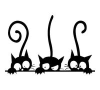 VORCOOL Trois drôles de Chats Animaux Wall Sticker Chambre de ménage PVC fenêtre Stickers muraux Bricolage décoration Amovible Stickers muraux Home Decor (Noir)