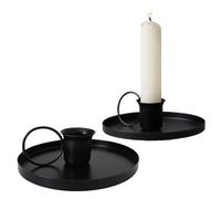 Vordpe 2 Chandeliers Fer Noir - Style Vintage pour décoration de Table Mariage - Support Moderne Bougies Longues - Largeur 10cm adaptée aux chandelles