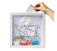 Vordpe Boîte à souvenirs d'aventure, boîte souvenir de voyage pour billets, table et montage mural, cadre souvenir carte du monde (grand, 29 x 29 cm)