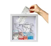 Vordpe Boîte d'archivage d'aventure, boîte à souvenirs pour souvenirs, boîte à ombre, pour plateau de table, montage mural, cadre mémento de carte du monde (moyen, 20 x 20 cm)