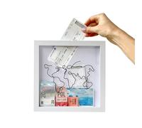 Vordpe Boîte d'archivage d'aventure, boîtes à souvenirs pour souvenirs, boîte à ombres de voyage, boîte à ombre, pour plateau de table, montage mural, cadre mémento carte du monde (petit, 15 x 15 cm)