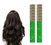 Vordpe Lot De 12 Extensions à Clipser En Forme Guirlandes Cheveux, MèChes ColoréEs 55 Cm, Ensemble D'Extensions De SynthéTiques RéSistantes à La Chaleur (Vert)