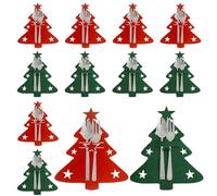Vordpe Lot de 12 porte-couverts en feutre pour sapin de Noël, fourchettes, cuillères, couverts, décoration de table pour fête, table à manger