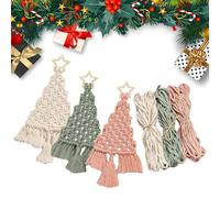 Vordpe Lot de 3 Macramé de Noël Kit DIY pour pendentifs et ornements, tissu pour décoration de vacances