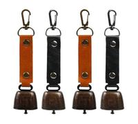 Vordpe Lot de 4 Cloches à Ours, Cloches de Vache en métal, Cloches Anti-Perte, Boucle de Suspension intégrée, pour randonnée en Plein air, Pendentif Sac à Dos, Collier Animal