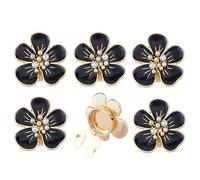 Vordpe Lot de 6 couvre-boutons en camélia, boutons de manchette en fleurs blanches, clips de boutons de chemise décoratifs en alliage, ensemble de couvre-boutons en fleurs, pour blouses, costume