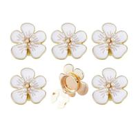 Vordpe Lot de 6 couvre-boutons en camélia, boutons de manchette en fleurs blanches, clips de boutons de chemise décoratifs en alliage, ensemble de couvre-boutons en fleurs, pour blouses, costume
