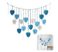 Vordpe Tenture murale en macramé - Feuilles - Style bohème - Grande tapisserie tissée - Pour femme, chambre à coucher, salon, chambre d'enfant - Décoration cadeau - Bleu
