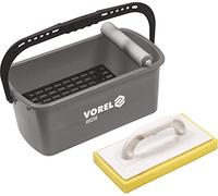 Vorel Kit de lavage professionnel pour carrelage de 10 l, 4 pièces avec rouleau, planche à laver, seau et grille, construction stable, 23 x 42 x 19 cm