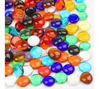 Vorentxia 200 Pièces Billes Plates Verre Couleur Galets Multicolores 900g Perles de Verre Scintillantes Perles de Marbre Plates Cristal pour Aquarium Aménagement Paysager Jardin Pot de Fleurs