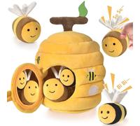 VORENUS Jouet Bebe 6 Mois, 6-en-1 Ruche en Peluche avec 5 Abeilles, Jeux Montessori avec Hochets, Miroirs Jouets Sensoriel Interactifs Bebe 6 Mois, Cadeau Enfant 6 9 12 18 Mois Garçon Fille