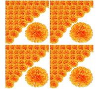 Vorfaove Lot de 200 fleurs de calendula artificielles Jour des morts de 9,9 cm pour fabrication de guirlandes de souci