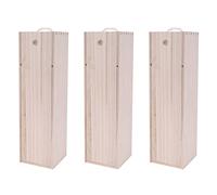 Vorfaove Lot de 3 boîtes d'emballage en bois pour bouteille de vin rouge pour flûte de Hampagne spécial rangement en bois pour bouteille de vin