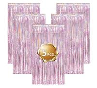 Vorhang Glitzer - Lot de 5 lames de Folie avec franges lumineuses et Lamellen - Idéal pour les mariages, les anniversaires, la Bachelorette Party et Bühnendekor (Rose)
